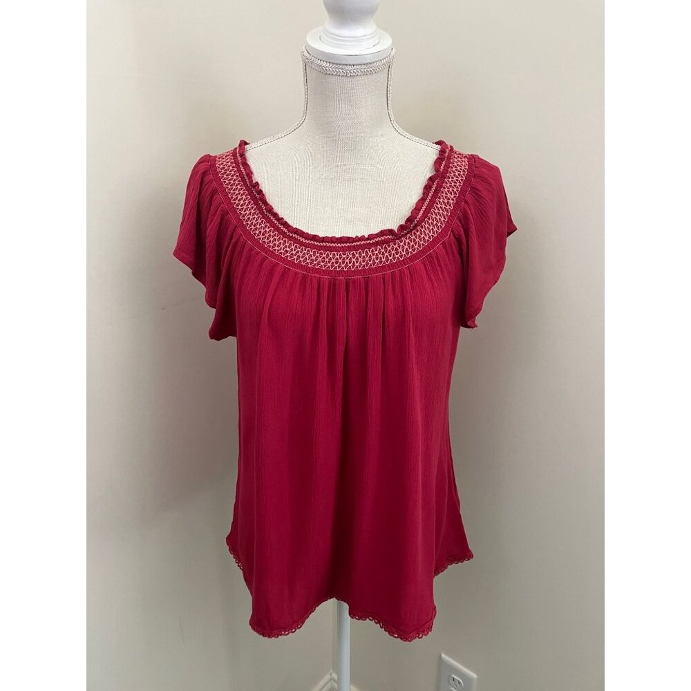 Self E Red Maroon On / Off Shoulder Top Size Medium